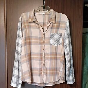 Women's Tops Long Sleeve Misguided Contrast Button Up Plaid Shirt, Flannel.